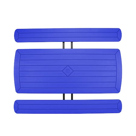 National Public Seating Rectangle Folding Picnic Table, Blue, Plastic, 8 Seats, 72 in L, 29 1/2 in H Overall Plank BMPT3072-BK04